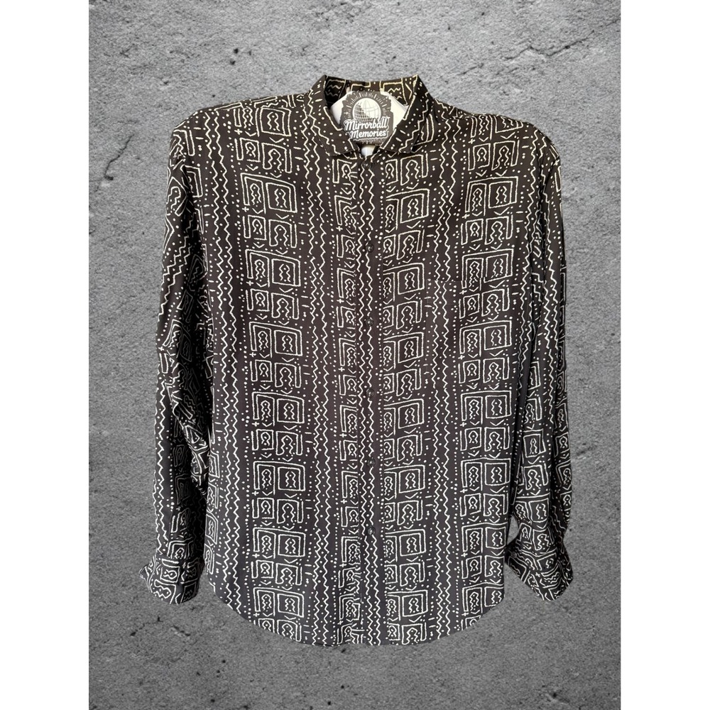 Yves Saint Laurent Mens Tribal Geometric Print Long Sleeve Button Down Shirt M
